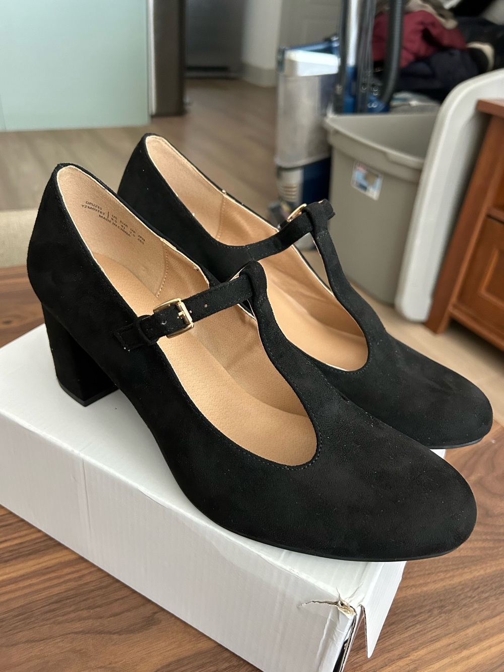 T-Strap Mary Jane Pumps with Chunky Heel - Picture 2 of 9